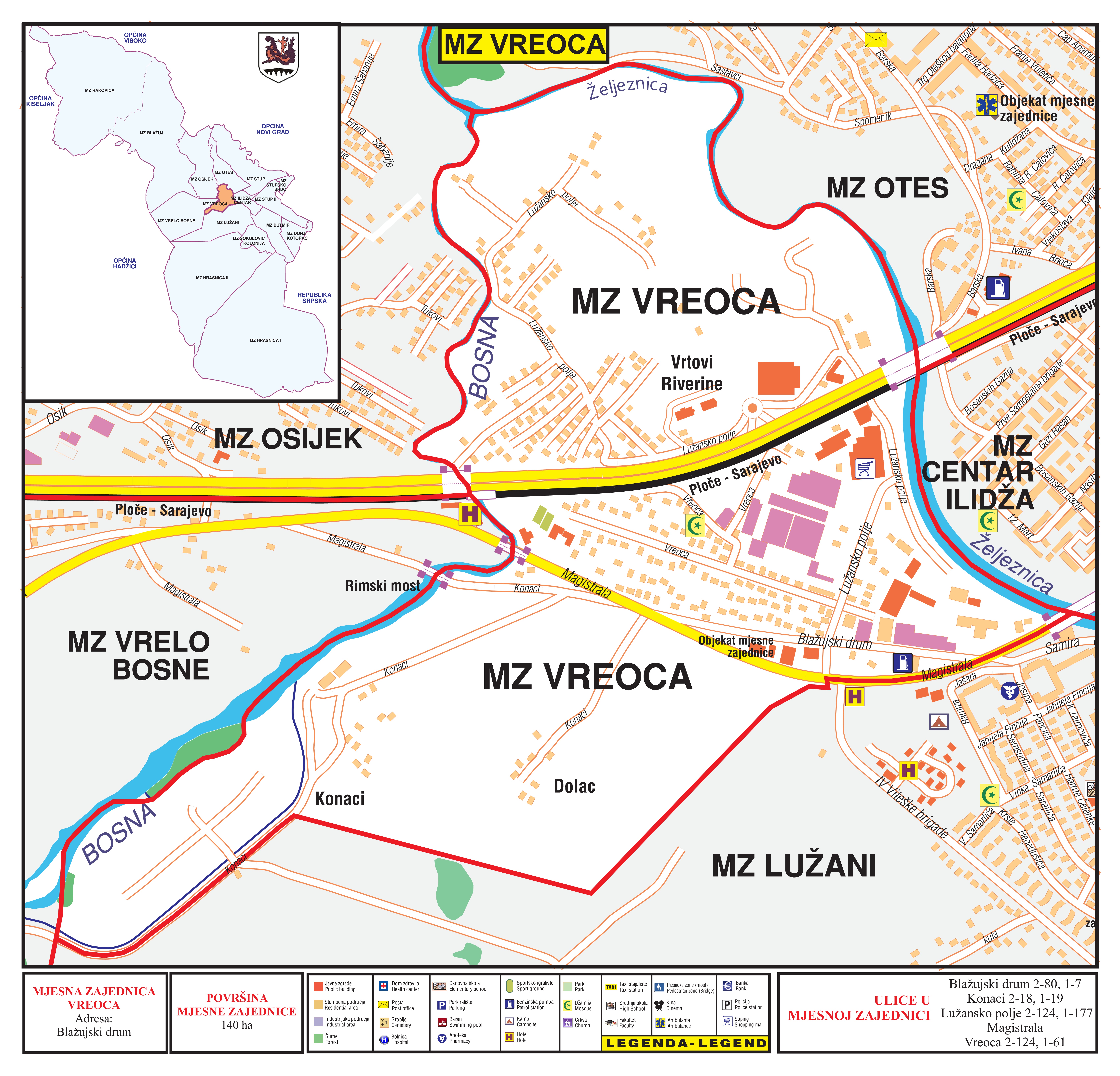 Mapa mjesne zajednice Vreoca